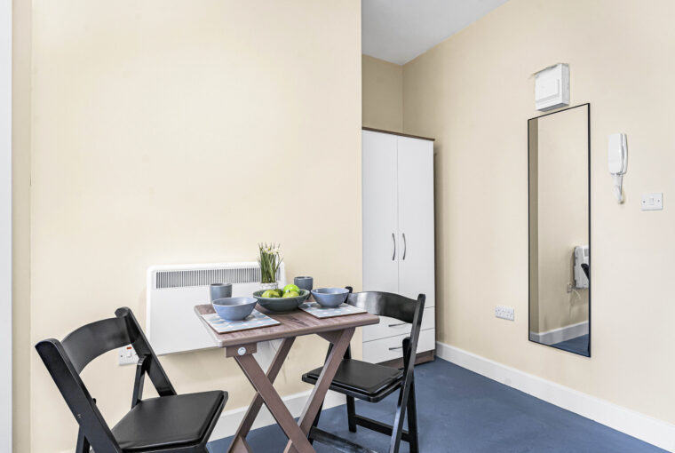 Interview view showing the dining area near wardrobe