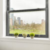 Up close of the window overlooking the park