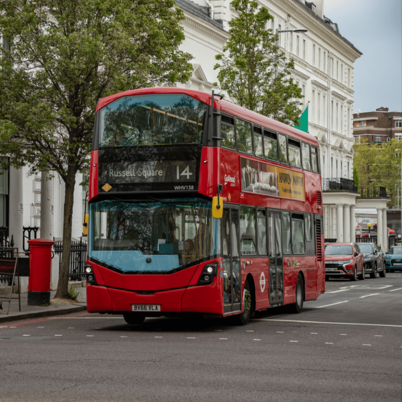 London red bus near Russell Square